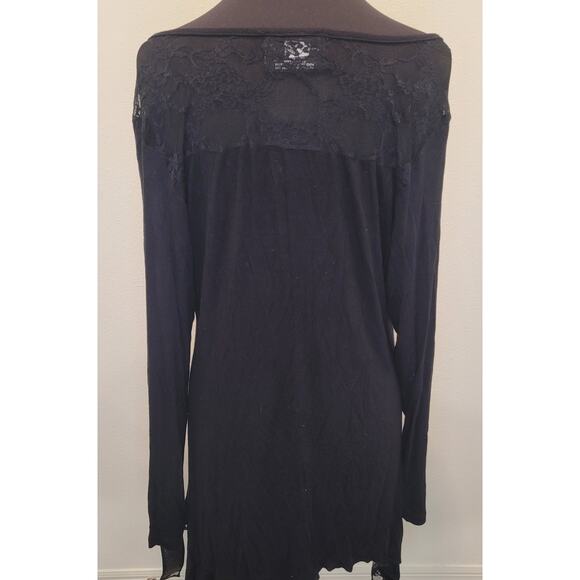 VTG Y2K Embellished Lace Blouse Black Stevie Nicks Witch Fairycore Piratecore XL - Picture 3 of 13